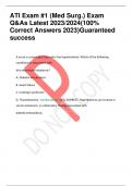 ATI Exam #1 (Med Surg.) Exam  Q&As Latest 2023/2024(100%  Correct Answers 2023)Guaranteed  success A nurse is assessing a client who has hyperkalemia. Which of the following conditions is associated with this electrolyte imbalance? A. Diabetic ketoacidosi