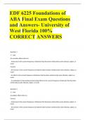 EDF 6225 Foundations of ABA Final Exam Questions and Answers- University of West Florida 100% CORRECT ANSWERS