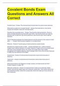 Covalent Bonds Exam Questions and Answers All Correct