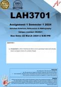 LAH3701 Assignment 1 (COMPLETE ANSWERS) Semester 1 2024 - DUE 22 March 2024