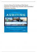 Solution Manual for Auditing A Risk Based  Approach to Conducting a Quality Audit 9th Edition  Johnstone Gramling