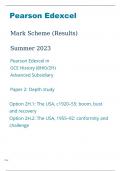 Edexcel AS History 8HI0/2H Question Paper and Mark Scheme June2023.