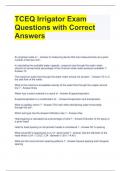 TCEQ Irrigator Exam Questions with Correct Answers