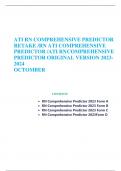 ATI RN COMPREHENSIVE PREDICTOR RETAKE /RN ATI COMPREHENSIVE  PREDICTOR /ATI RNCOMPREHENSIVE  PREDICTOR ORIGINAL VERSION 2023- 2024 OCTOMBER CONTENTS  RN Comprehensive Predictor 2023 Form A  RN Comprehensive Predictor 2023 Form B  RN Comprehensive Predi