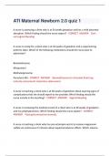 ATI Maternal Newborn 2.0 quiz 1 A nurse is assessing a client who is at 34 weeks gestation and has a mild placental  abruption. Which finding should the nurse expect? - CORRECT ANSWER Dark  red vaginal bleeding A nurse is caring for a client who is at 32 