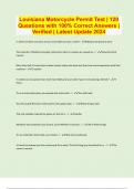 Louisiana Motorcycle Permit Test | 120 Questions with 100% Correct Answers | Verified | Latest Update 2024