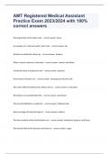 AMT Registered Medical Assistant Practice Exam 2023/2024 with 100% correct answers