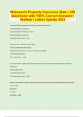 Wisconsin Property Insurance Quiz | 125 Questions with 100% Correct Answers | Verified | Latest Update 2024 | 23 Pages