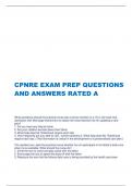 CPNRE EXAM PREP QUESTIONS  AND ANSWERS RATED A