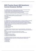 NCE Practice Exam| 200 Questions| Correct Answers| VerifiedC - ANSWER Several principles may underlie an ethical decision made by a counselor. Which of the following is NOT one of those principles?  a. autonomy b. nonmaleficience c. pro bono d. fidelity