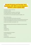 Nevada Property and Casualty Test | Questions with 100% Correct Answers | Verified | Latest Update 2024 | 35 Pages