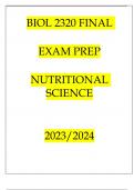 BIOL 2320 FINAL EXAM PREP NUTRITIONAL SCIENCE 20232024.