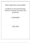 PRAC 6568 FINAL EXAM PREP SYNTHESIS IN ADVANCED NURSING PRACTICE OF PATIENTS IN FAMILY CARE PRACTICUM ANSWERED 20232024