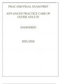 PRAC 6540 FINAL EXAM PREP ( ADVANCED PRACTICE CARE OF ADULTS) ANSWERED,