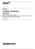 AQA  GCSE CHINESE (MANDARIN) 8673/SF Paper 2 Speaking Foundation Mark scheme including Guidance for Role-Plays June 2023