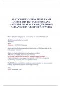 ALAT CERTIFICATION FINAL EXAM LATEST 2023-2024 QUESTIONS AND ANSWERS 200 REAL EXAM QUESTIONS AND ANSWERS (VERIFIED ANSWERS) Which of the following species is covered by the Animal Welfare Act? -Birds bred specifically for research -Zebrafish -Mice -Hamste