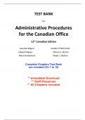 Test Bank for Administrative Procedures for the Canadian Office, 11th Canadian Edition Kilgour (All Chapters included)