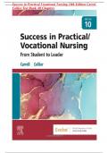 Success in Practical Vocational Nursing 10th Edition Carrol Collier Test Bank All Chapters (1-19) |A+ ULTIMATE GUIDE 2023