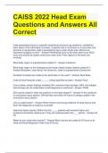 CAISS 2022 Head Exam Questions and Answers All Correct