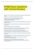 NYREI Exam Questions with Correct Answers