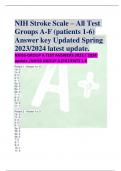 NIH Stroke Scale – All Test  Groups A-F (patients 1-6) Answer key Updated Spring 2023/2024 latest update. NHISS-GROUP A TEST ANSWERS 2023 / 2024  update /NIHSS GROUP A|PATIENTS 1-6 Patient 1 - Answer 1a- 0