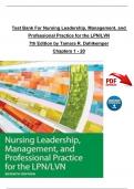 TEST BANK For Nursing Leadership, Management, and Professional Practice for the LPN/LVN, 7th Edition by Tamara R. Dahlkemper, Verified Chapters 1 - 20, Complete Newest Version