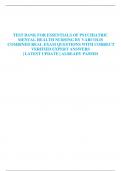 TEST BANK FOR ESSENTIALS OF PSYCHIATRIC  MENTAL HEALTH NURSING BY VARCOLIS COMBINED REAL EXAM QUESTIONS WITH CORRECT  VERIFIED EXPERT ANSWERS | LATEST UPDATE | ALREADY PASSED