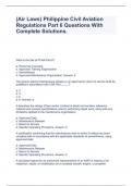 (Air Laws) Philippine Civil Aviation Regulations Part 6 Questions With Complete Solutions.