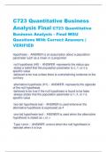 C723 Quantitative Business  Analysis Final C723 Quantitative  Business Analysis - Final WGU  Questions With Correct Anawers |  VERIFIED