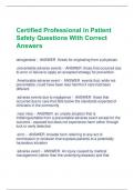 Certified Professional in Patient  Safety Questions With Correct  Answers