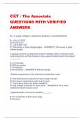 CET / The Associate  QUESTIONS WITH VERIFIED  ANSWER