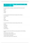 MICROBIOLOGY TEST QUESTIONS AND ANSWERS 100%