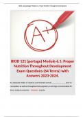 BIOD 121 (portage) Module 6.1: Proper Nutrition Throughout Development Exam Questions (64 Terms) with Answers 2023-2024.