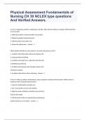 Physical Assessment Fundamentals of Nursing CH 30 NCLEX type questions And Verified Answers.