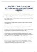 ABNORMAL PSYCHOLOGY: AN  INTEGRATIVE APPROACH EXAM TEST  2023/2024