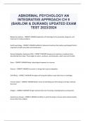 ABNORMAL PSYCHOLOGY AN  INTEGRATIVE APPROACH CH 9  (BARLOW & DURAND) UPDATED EXAM  TEST 2023/2024