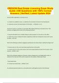 OREGON Real Estate Licensing Exam Study Guide | 550 Questions with 100% Correct Answers | Verified | Latest Update 2024 | 139 Pages