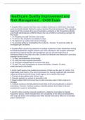 Healthcare Quality Improvement and Risk Management - C430 Exam Questions and Answers