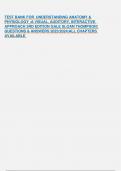 TEST BANK FOR UNDERSTANDING ANATOMY & PHYSIOLOGY : A VISUAL, AUDITORY, INTERACTIVE APPROACH 3RD EDITION GALE SLOAN THOMPSON| QUESTIONS & ANSWERS 2023/2024|ALL CHAPTERS AVAILABLE  