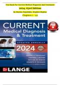 TEST BANK For Current Medical Diagnosis And Treatment 2024, 63rd Edition By Maxine Papadakis, Stephen Mcphee, Verified Chapters 1 - 42, Complete Newest Version