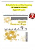 TEST BANK For Introductory Clinical Pharmacology, 12th Edition By Susan Ford, Verified Chapters 1 - 54, Complete Newest Version