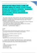 ADVANCED PRACTICE CARE OF OLDER ADULTS NRNP 6540 FINAL EXAM 2024- ACCURATE SPRING- SUMMER QUARTER COMPLETE EXAM QUESTIONS WITH ANSWERS & REFERENCES