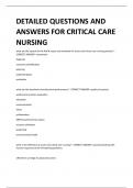 DETAILED QUESTIONS AND  ANSWERS FOR CRITICAL CARE NURSING