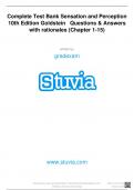 Complete Test Bank Sensation and Perception 10th Edition Goldstein Questions & Answers with rationales (Chapter 1-15)