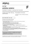 AQA GCSE MODERN HEBREW Foundation Tier	Paper 1 Listening Test Transcript  Tuesday 6 June 2023