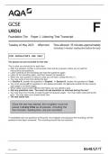 AQA        GCSE URDU Foundation Tier	Paper 1 Listening Test Transcript  Tuesday 16 May 2023