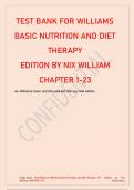 TEST BANK FOR WILLIAMS BASIC NUTRITION AND DIET THERAPY.