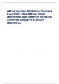 ATI Nursing Care Of Children Proctored Exam 2023 - 2024 ACTUAL EXAM QUESTIONS AND CORRECT DETAILED ANSWERS ANSWERS ALREADY GRADED A+