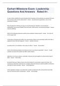 Earhart Milestone Exam- Leadership Questions And Answers   Rated A+.