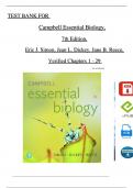 TEST BANK For Campbell Essential Biology with Physiology, 7th Edition, Eric J. Simon, Jean L. Dickey, All Chapters 1 - 29, Complete Newest Version